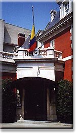 The Embassy of Colombia is adjacent to Dupont Circle, where Embassy Row intersects Connecticut Avenue.