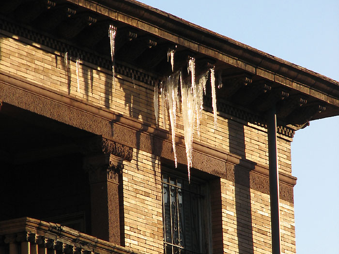 Icicles on the newly-opened Embassy of Iraq