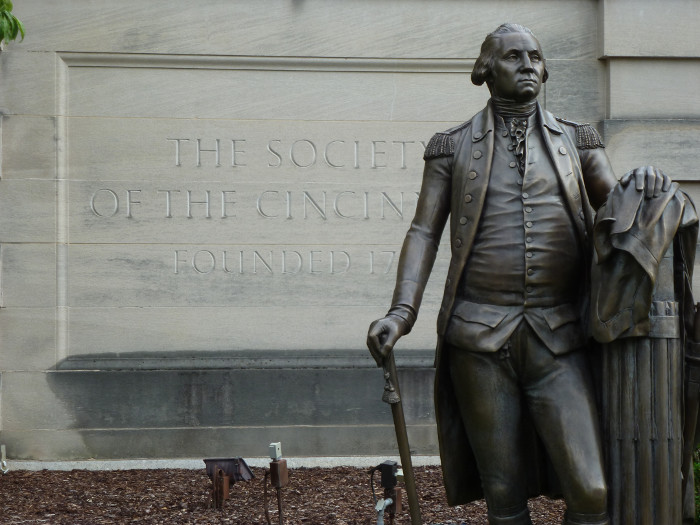 Statue of George Washington before the Society of Cincinnati on Massachusetts Avenue.