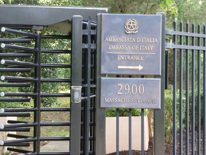 A gate at the Embassy of Italy.